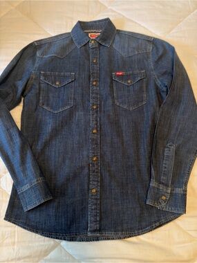 Wrangler Denim Western Button Down Snap Shirt - Men's Long Sleeve